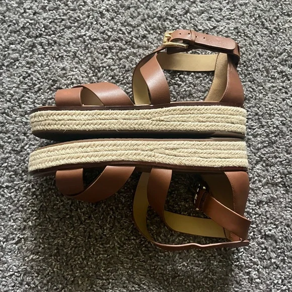 MICHAEL Michael Kors Brown Leather Espadrille Sandals - Picture 8 of 11